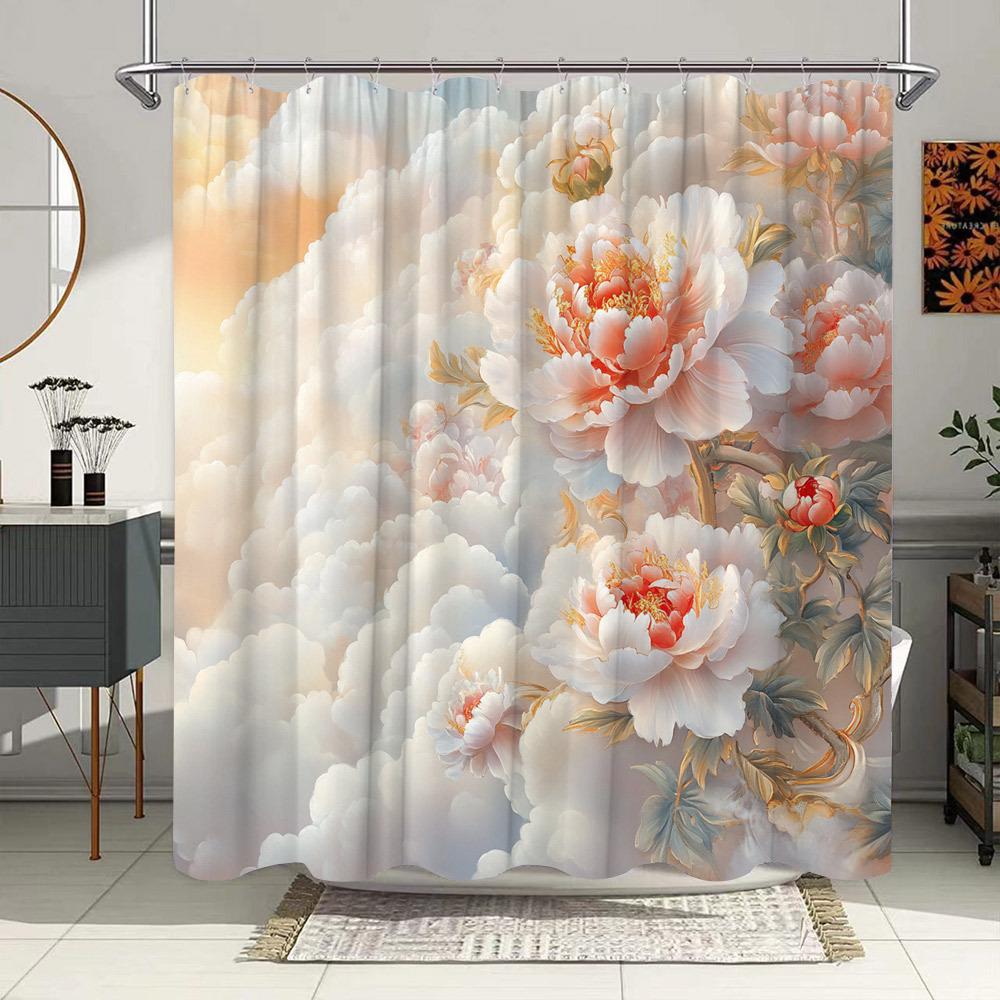 

Elegant Peony Shower Curtain - Waterproof, Mildew-Resistant with Luxurious Floral Design for Sophisticated and Beautiful Decor W90XH180cm