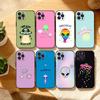 Cartoon S-Space A-Alien UFO Phone Case For iPhone17,16,15,14,13,12Plus,Pro Max,XS,5G Soft Silicone Black Cover