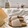 French high-end hollowed-out outerwear one-word women 2025 summer new retro woven beach versatile cool slippers