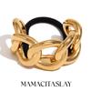 MamacitaSlay Minimalist Titanium 23mm Wide Chain Semicircle Horsetail Elastic Hair Rope Hair accessories woman Daily Jewelry