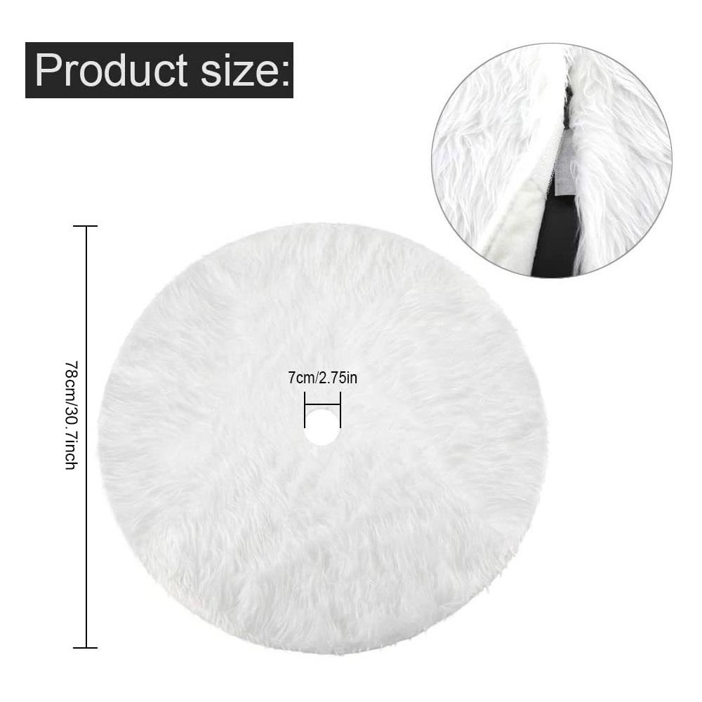 Runtowo 1Pc 78/120/150cm Christmas Tree Skirt Decoration, White Plush Tree Skirt for Christmas Home Party Decoration