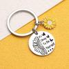 Cute Mobile Phone Lanyard Chain Sunflower Pendant Metal Stainless Steel Keychain Encouragement Message Pendant Charm Men Women
