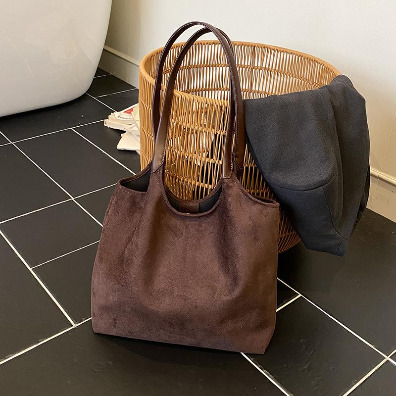 Suede Bag Women's Large Capacity 2025 New Autumn and Winter Versatile Simple Retro Shoulder Bag Commuter Tote Bag