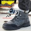 New Rotating Buttons Work Boots Men Steel Toe Shoes Safety Boots Puncture-Proof Protective Shoes Waterproof Indestructible Shoes