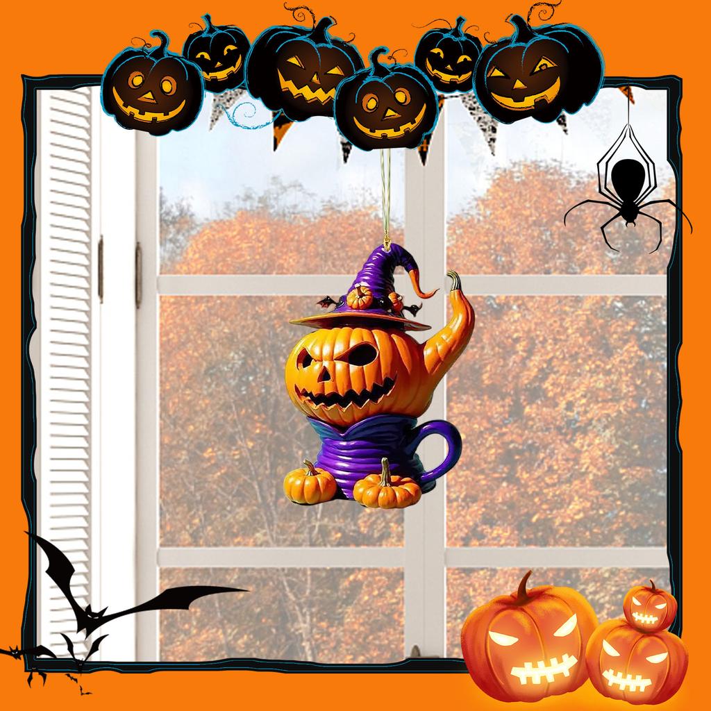 Halloween  Little Witch Festival Pendant Cross Border Acrylic Flat Car Decoration Pendant Home Hanging Accessory