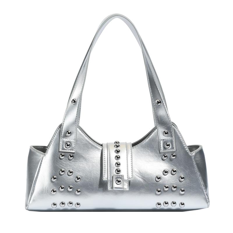 Fashi Solid Color PU Zipper Rivet Light Luxury Sweet Shoulder Bags for Women 2026 High Quality Temperament Ccise Handbags