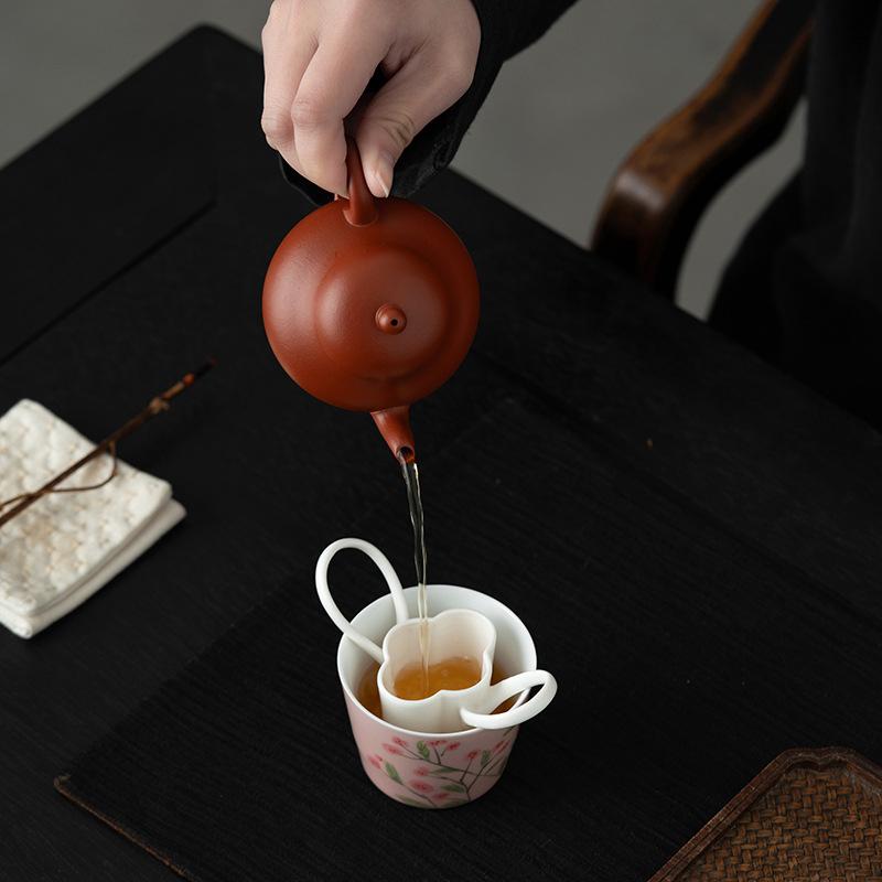 Flower Tea Infuser Hand Painted Ceramic Tea Strainer for Women Tea Lovers