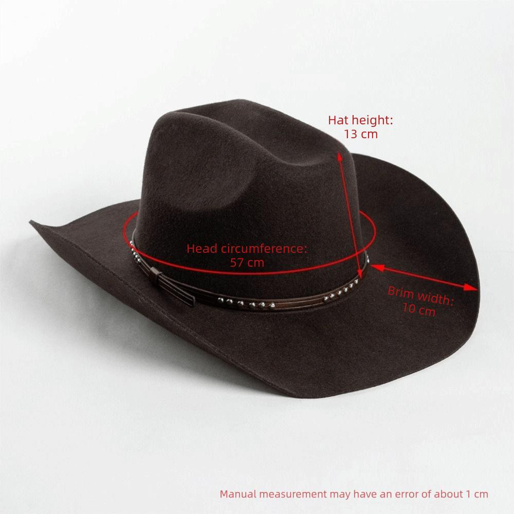 100% Wool Wide Brim Fedora Hat Wide Brim Unisex Cowboy Hat Wool Cowboy Hat Fashion Accessory