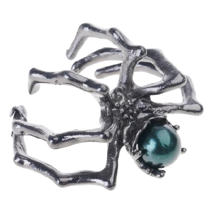 

Artisanal Crafted Adjustable Spiders Ring Gothic Jewelry Moonstone Accent Punk Aesthetic Women s Accessory чорний