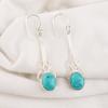 Blau Türkis Handgefertigte Edelstein Ohrringe, 925 Massiv Sterlingsilber Böhmische Schmuckohrringe, Attraktive Silberohrringe Geschenk für Ehefrau