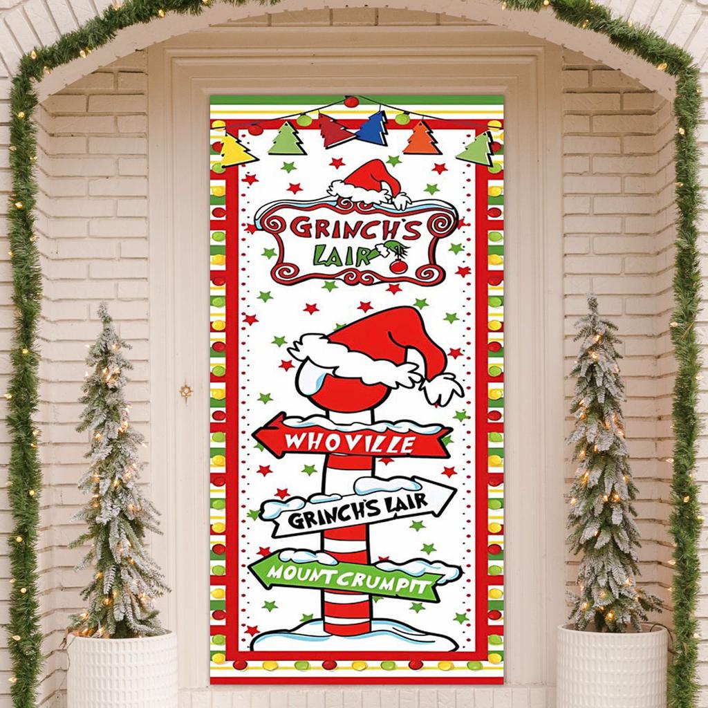 Vánoční potah na dveře Dekorativní závěsná látka Zelený potah na dveře Vánoční dveřní závěs Novoroční tapiserie Potah na dveře Pozadí