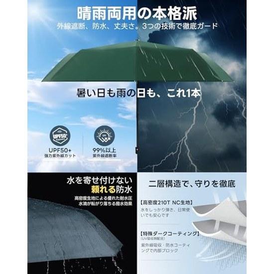 Foldable Umbrella Large Size Men Lightweight One-touch Automatic Open Close Sunshade Rain Sun Compatible Durable compact210T Super Water-repellent8 UV