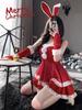 Santa Cosplay Rabbit Sexy Cute Bunny Girl Santa Costume Santa Claus Fancy Dress Christmas Costume Miniskirt Santa Women Free Size 5 Piece Set 4 Colors