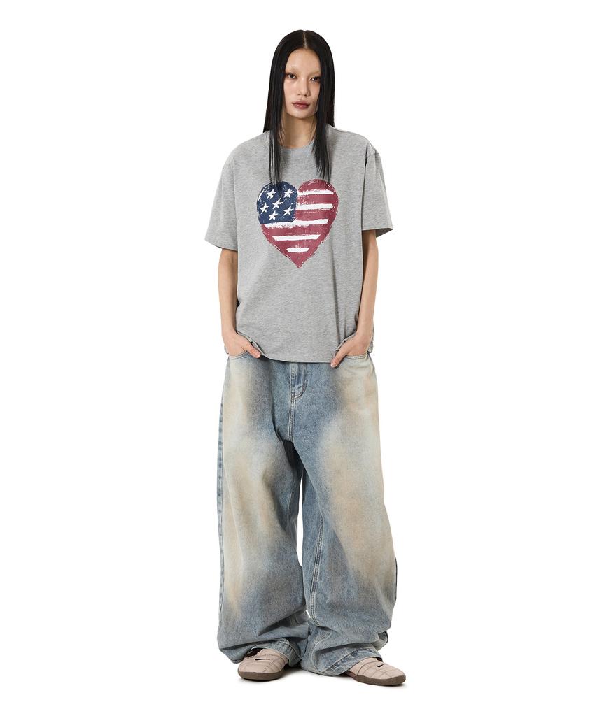 Opeunyadeu(Owai) American Heart Print Tee - Melange