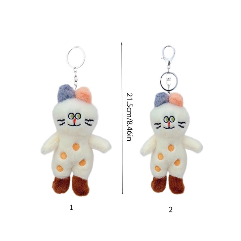 Fashion Plush Boots Cat Charm Keychains Ornament Lovely Women Car Keyring Backpack Handbag Charm Pendant Key Holder