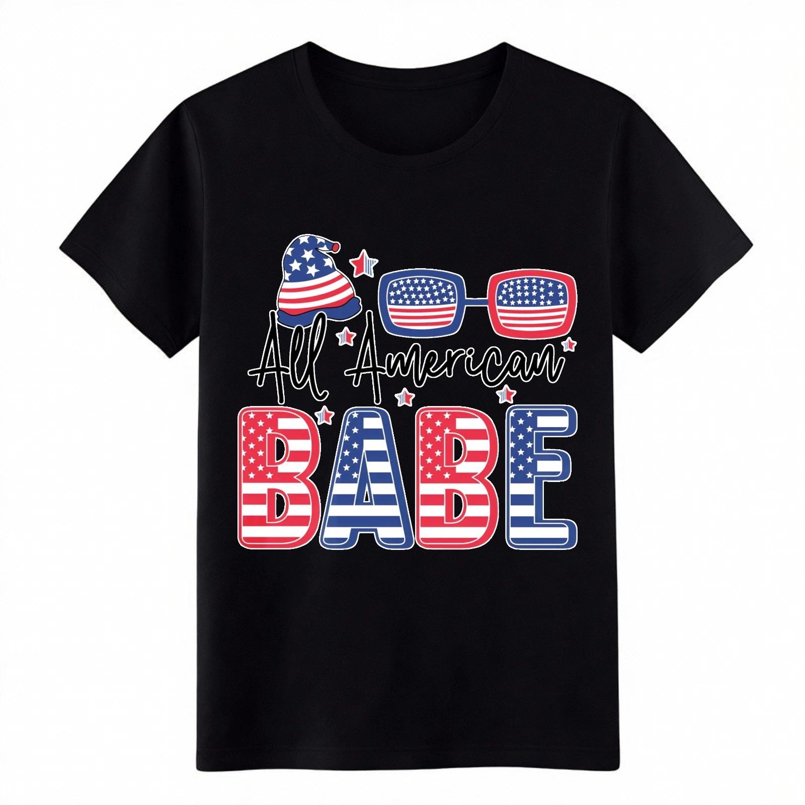 

All American Babe Patriotic T-Shirt, USA Flag Sunglasses Graphic Tee for Women XL