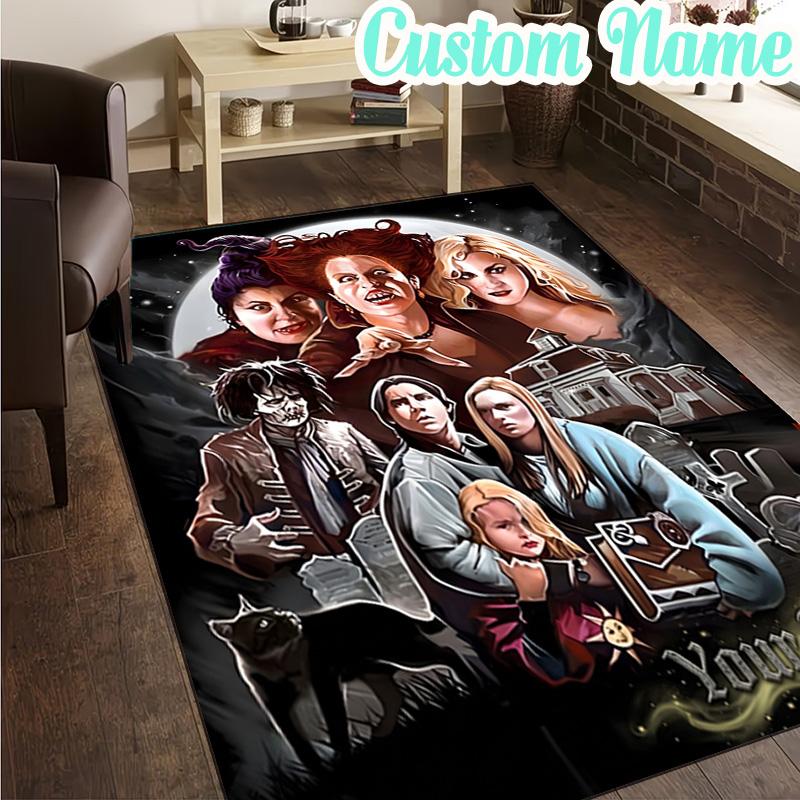 Custom Name Halloween Horror Witch Rug, Office Rug, Chair Rug, Carpet for Living Rooms, Doormat Game Rug Home Decor Christmas Gifts