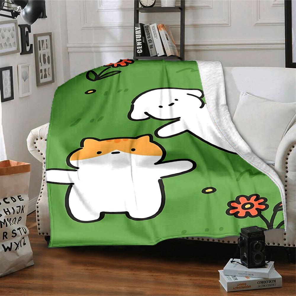 1pc Pet Friends Pattern Blanket Warm, Cozy, And Soft, Suitable for Sofas, Beds, Cars, And Office Use.Perfect for Camping And Travel, Making It a Great
