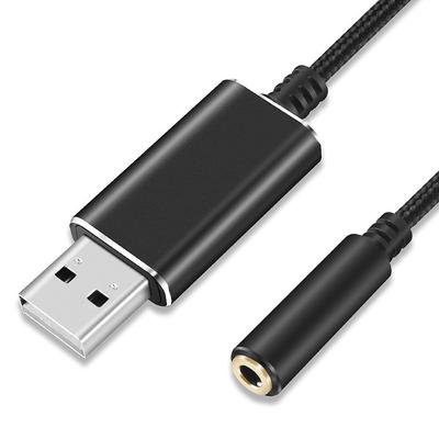 HEJINYUN USB Audio Adapter, USB To 3.5mm External Sound Card Converter, USB Earphone Converter, USB Earphone Jack Converter, Video Call Audio Cable,