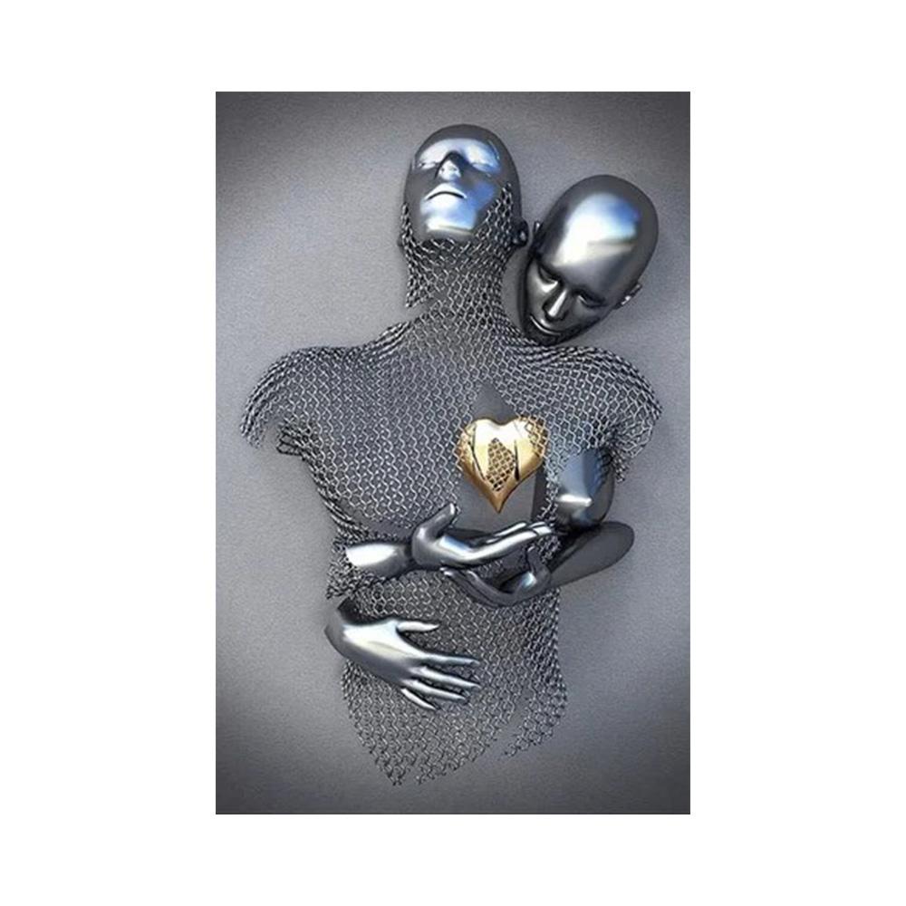 Metal Figure Statue Art Poster High Definition Printing Canvas Painting Prints Couple Sculpture Living Room Home Decor Picture