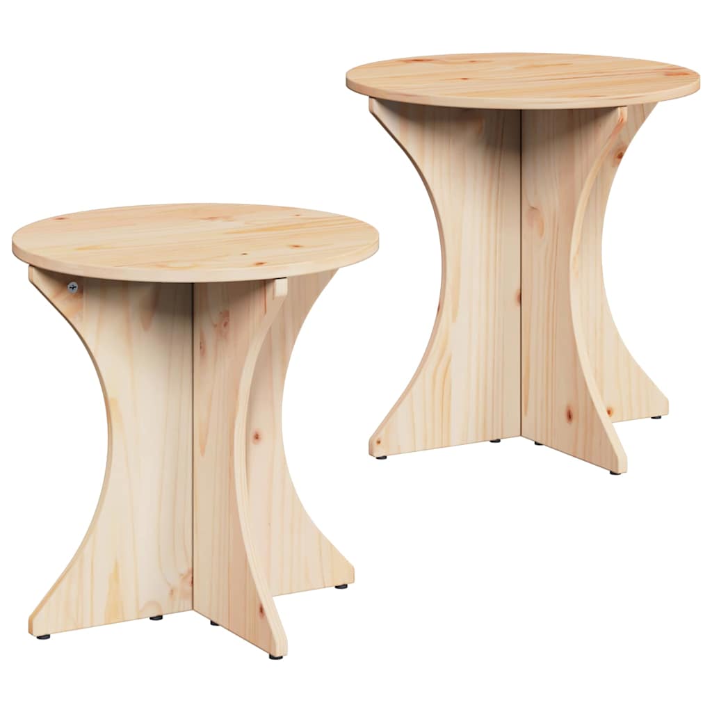Coffee Table Set 2 pcs Natural Solid Pine Wood
