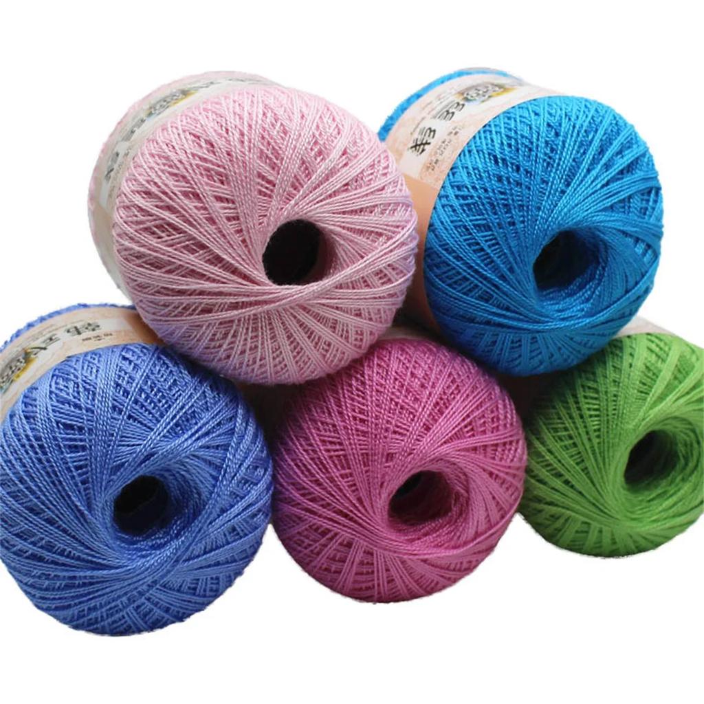 50g/ball Worsted 2 Ply Middle Thin 0.8mm 8# Lace Cotton Yarn 100% Cotton Crochet Thread for Hand Knitting Sewing 400m/437yd