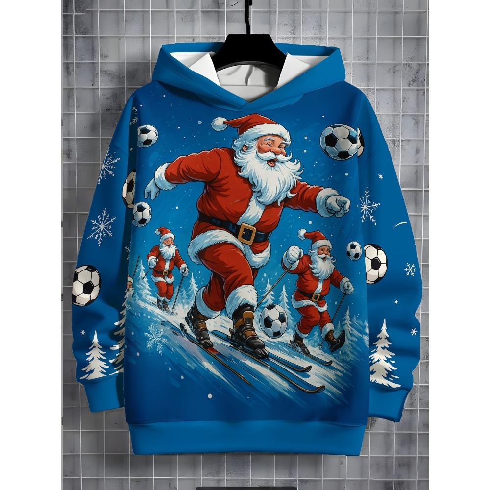 Autumn Comfortable Sports Leisure Long Sleeved Pullover Hooded Sweatshirt Children Christmas Series Loose Versatile Pocketless 3d Hoodies