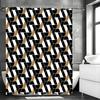 Modern Creative Geometric Pattern Black Brown Shower Curtain, Bathroom Decorative Shower Curtain, Waterproof Shower Curtain With