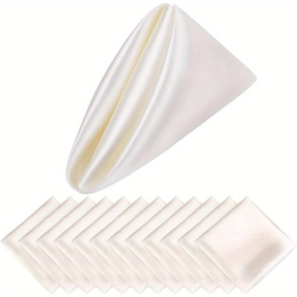 3PCS Satin Napkin Cup, Hotel Wedding Fabric with High-density Lock Edge Solid Color Napkins