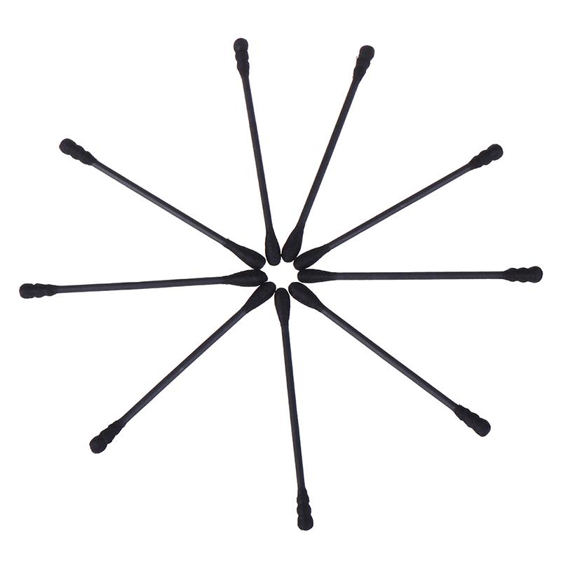 200Pcs Disposable Cotton Swab Spiral Ear Cleaner Black Double Heads Medical Swab Lipstick Eyebrow Eyelash Cotton Bud Makeup Tool