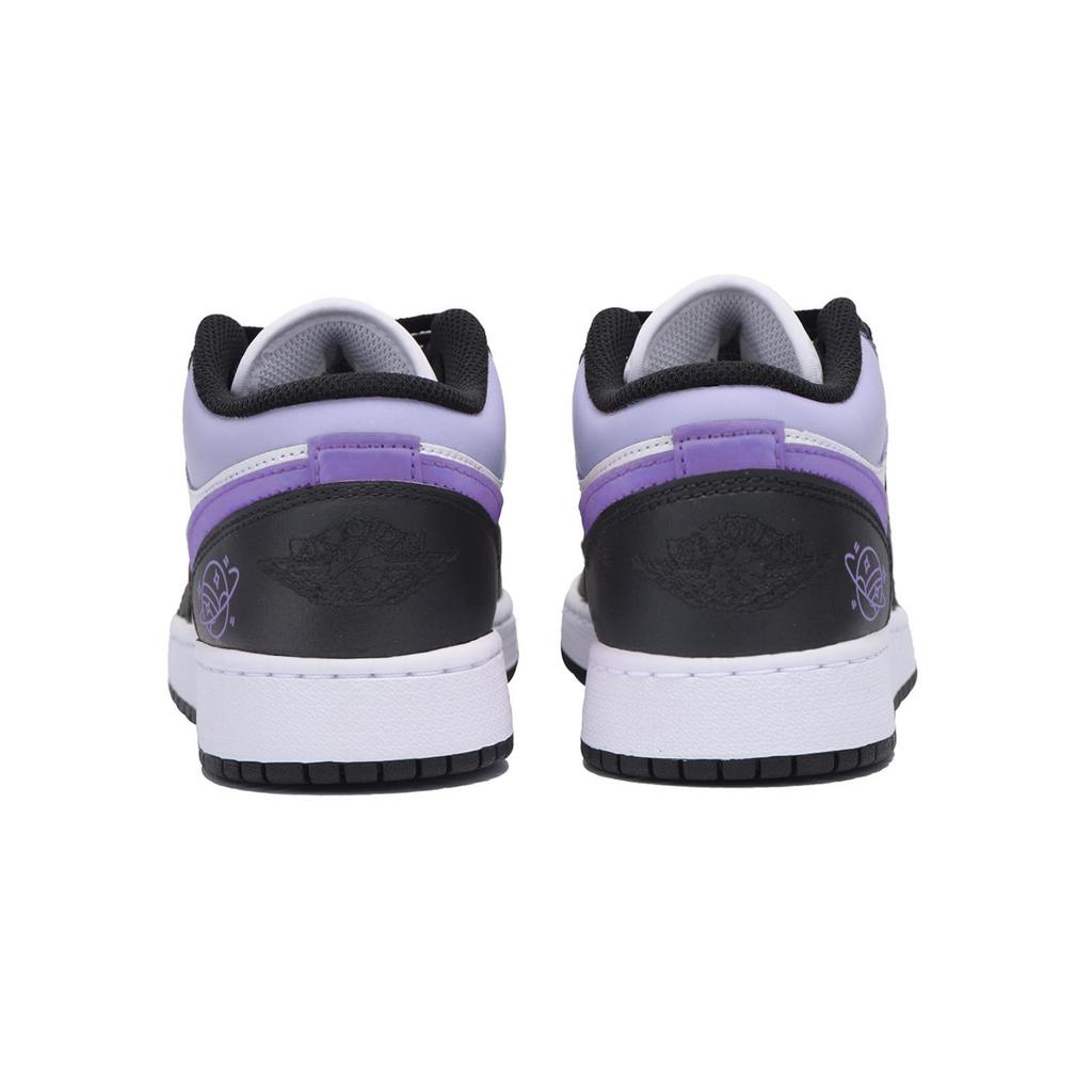 Jordan Air Jordan 1 Abrasion Resistant Slip Resistant Low top Vintage Basketball Shoes Men's Black White Purple 553558-131(Team85-)