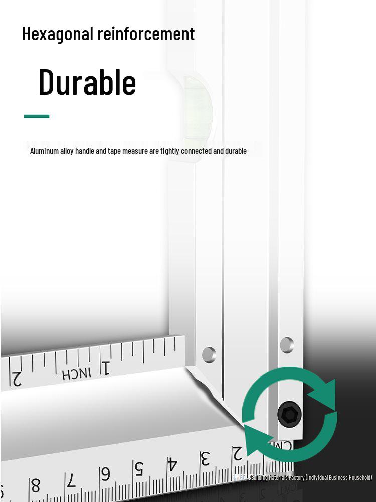 90° Aluminum Profile Corner Ruler, Multifunctional Woodworking Triangle & Steel Ruler