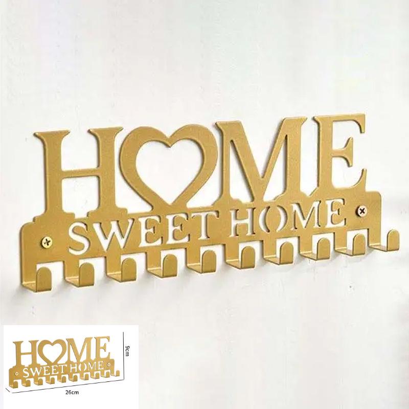 HOME Metall Wandhaken mit Buchstaben - Kreativer Eisenkunst Schlüssel- und Handtuchhalter