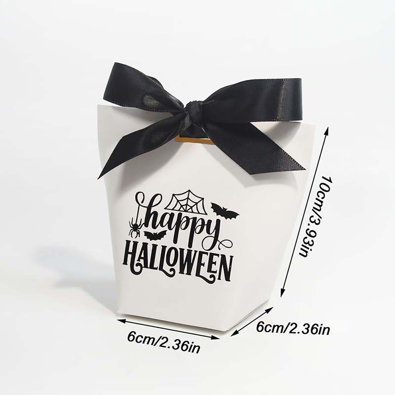 WTEMPO Happy HALLOWEEN Bat/Spider/Spider Web Printed Gift Boxes with Ribbon Bow Party Decor Favors Treat Boxes for Storing and Gifting Delicate Items