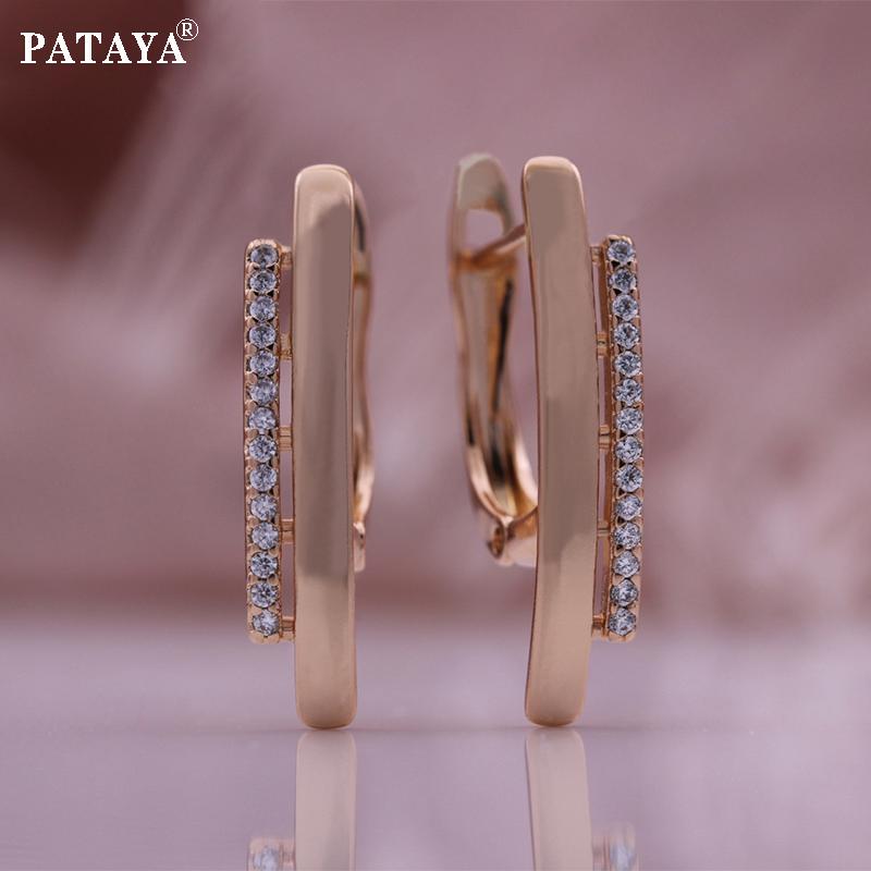

Серьги PATAYA с длинными полосками из розового золота и белого искусственного циркона
