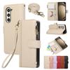 Suitable for Samsung Z Fold7 mobile phone leather case Z Fold4 multi-function zipper wallet card diagonal span portable rope