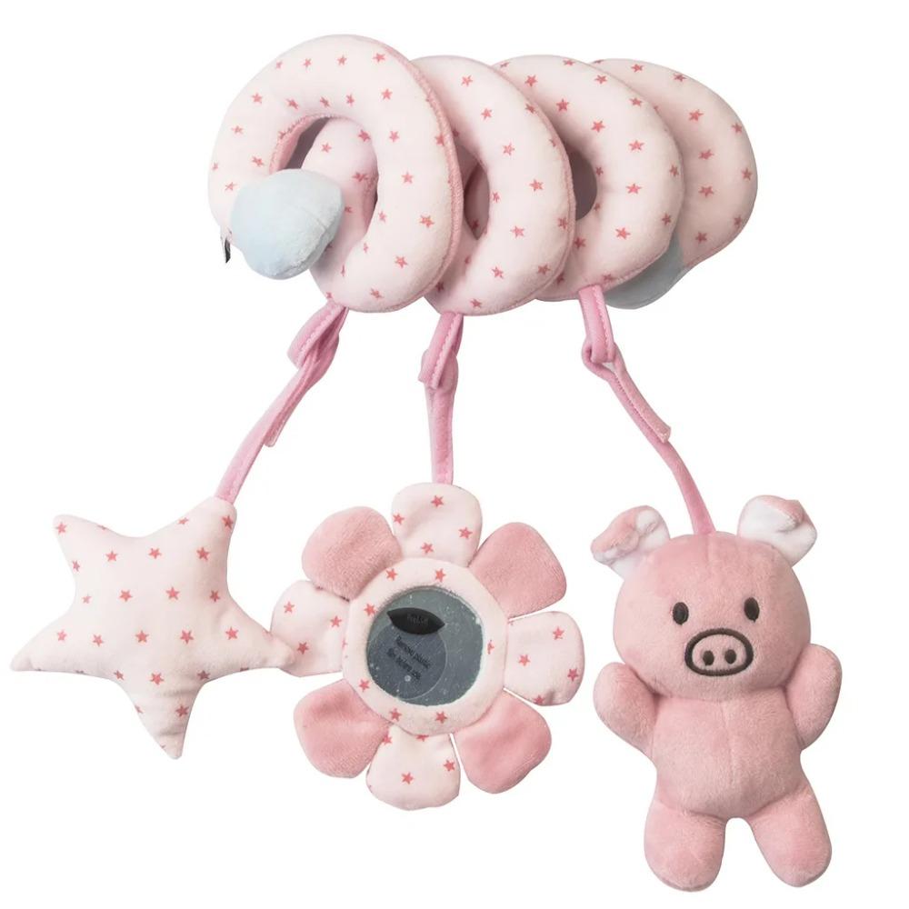 Newborns Spiral Hanging Activity Stroller Toy Baby Carseat Toy Black & White Lion Koala Rattle for Crib Mobile Sensory Toy Gift