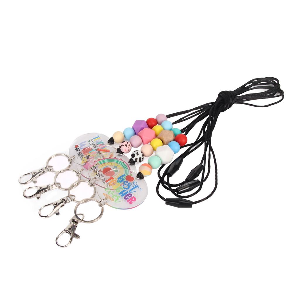 4 Stück Lehrer Lanyard für Namensschilder Schlüssel Perlen Lanyard mit Sicherheitsverschluss für Schultag