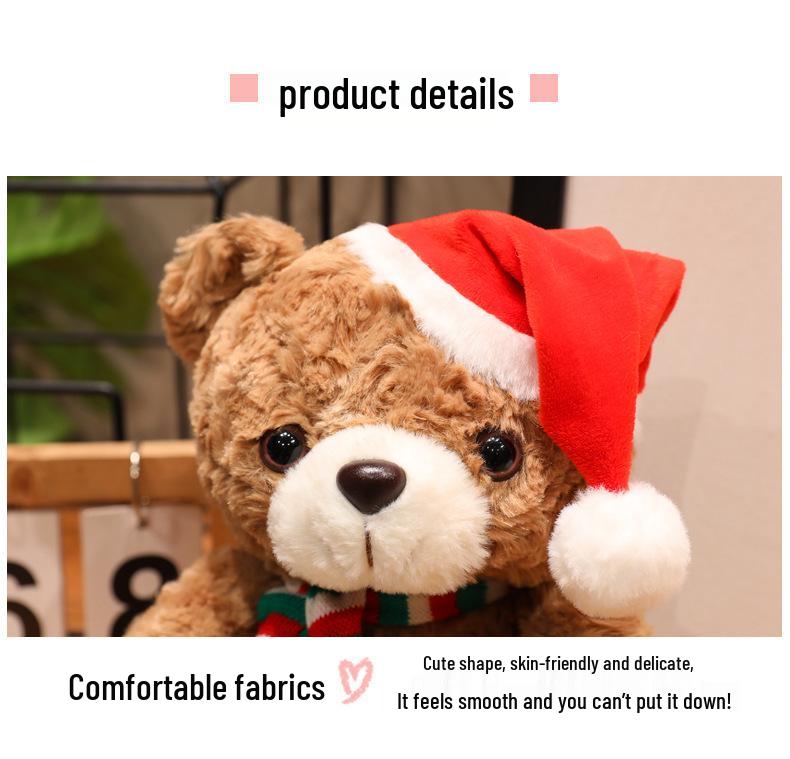 Christmas Teddy Bear with Scarf & Hat - Plush Toy for Valentine's & Birthday Gifts