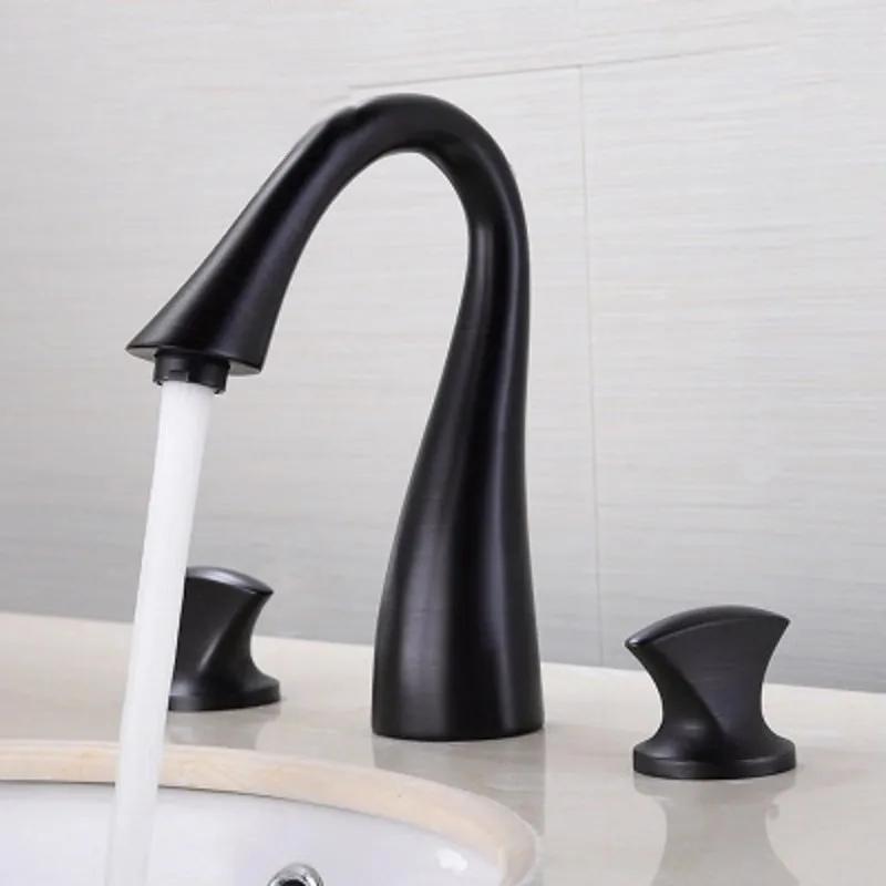 Gold Basin Faucets Total Brass Black Bathroom Faucet Sink Faucets 3 Holes Hot And Cold Waterfall Faucet Water Tap
