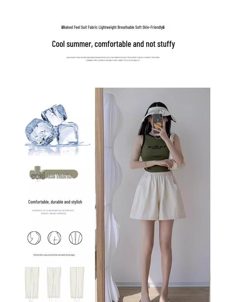 High-Waisted Cotton Linen A-Line Shorts - Petite, Casual, Slimming, Wide-Leg, Summer Wear for Women