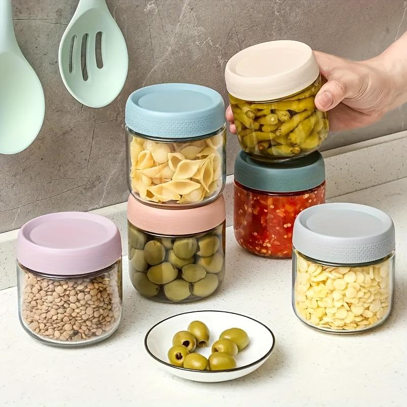 Set of 6 10 Oz Glass Airtight Jars with Airtight Flip Top Lids, Multi-Purpose, Dishwasher And Freezer Safe, Round Containers for Pantry Organization