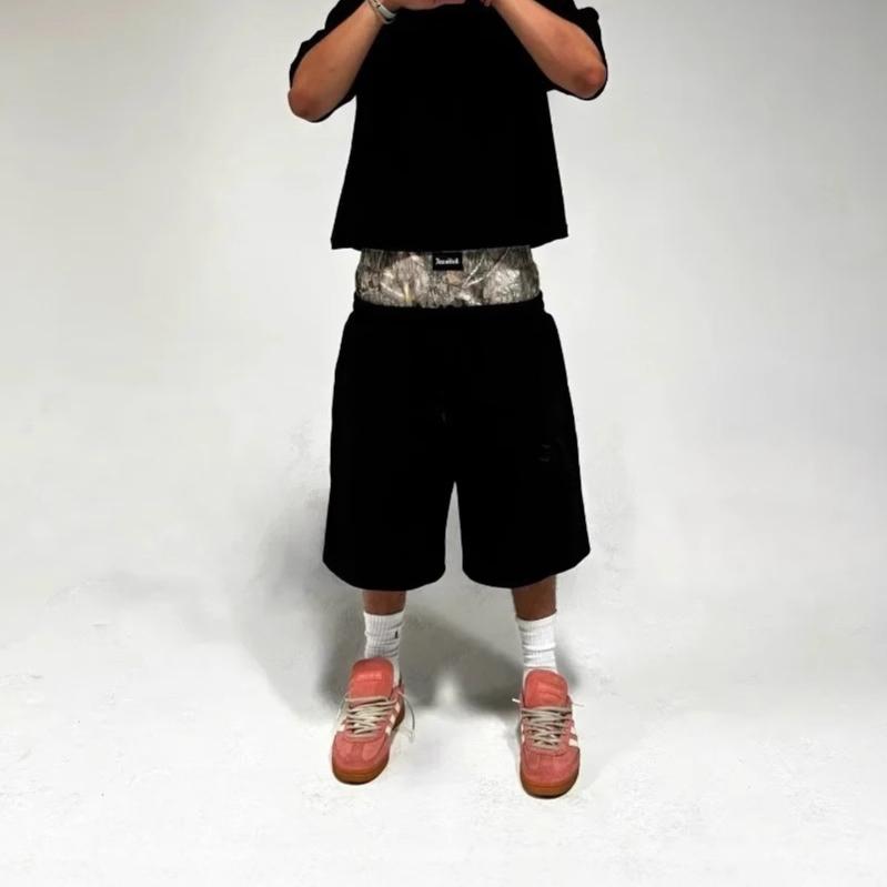 Unisex Y2K Camouflage Double Waist Shorts Harajuku Embroidered Leisure Sport Short Women Hip Hop High Waist Streetwear Pants
