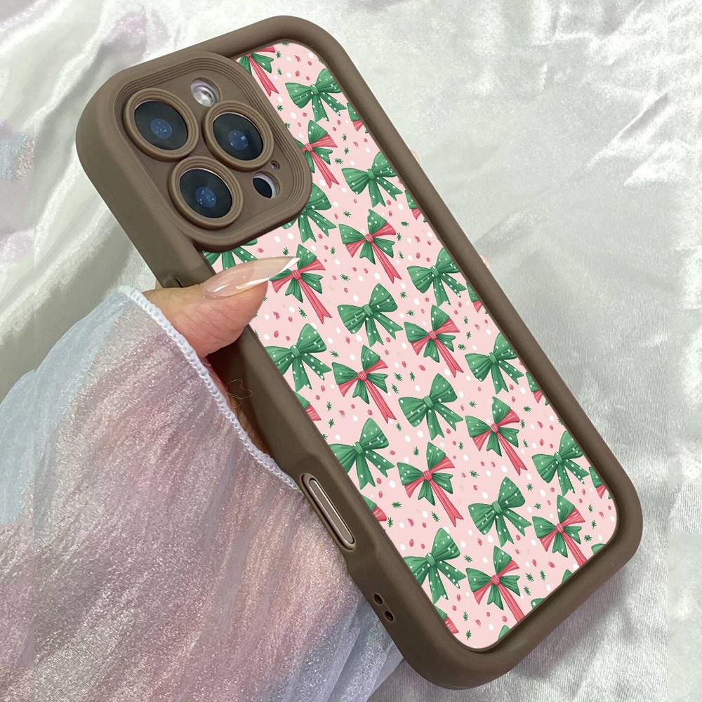 JT161 Christmas Snowman Bow for iPhone 17 16 15 14 Pro Max Samsung S26 S25 Ultra A17 A16 A07 A56 A06 Xiaomi 15T Redmi 15c 14C Note 14 13 Soft TPU Case