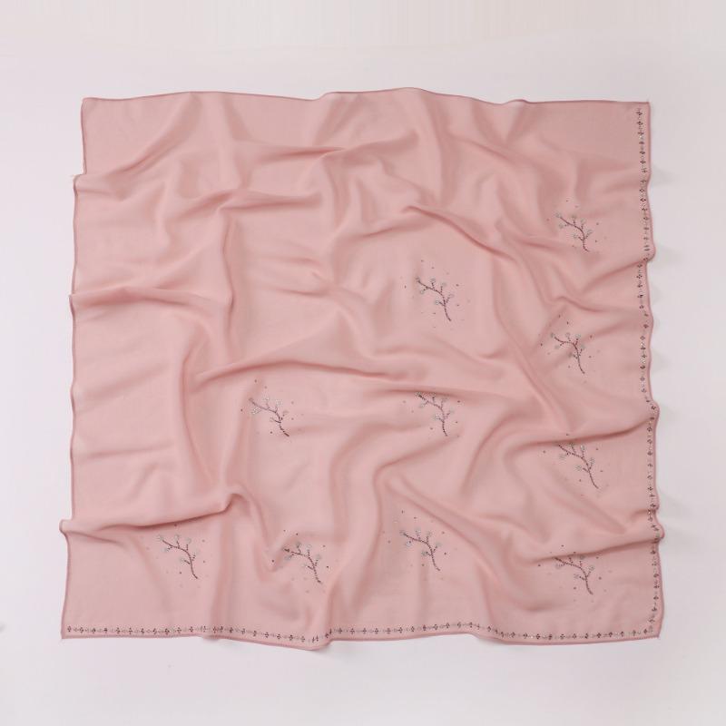 New Pearl Chiffon Rhinestone Square Scarf For Ethnic Women