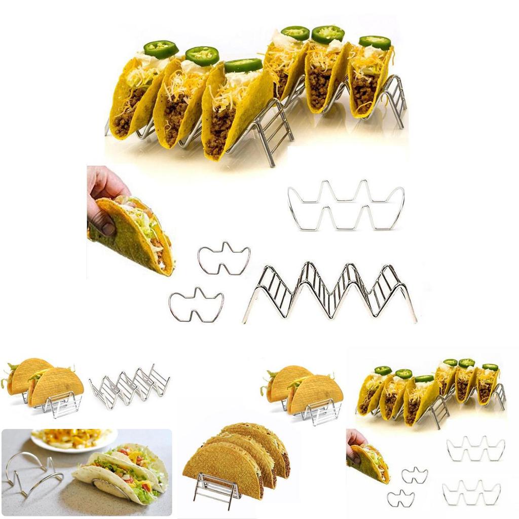 Premium Food Grade Stainless Steel U-shaped 2-slot Taco Rack For Tables