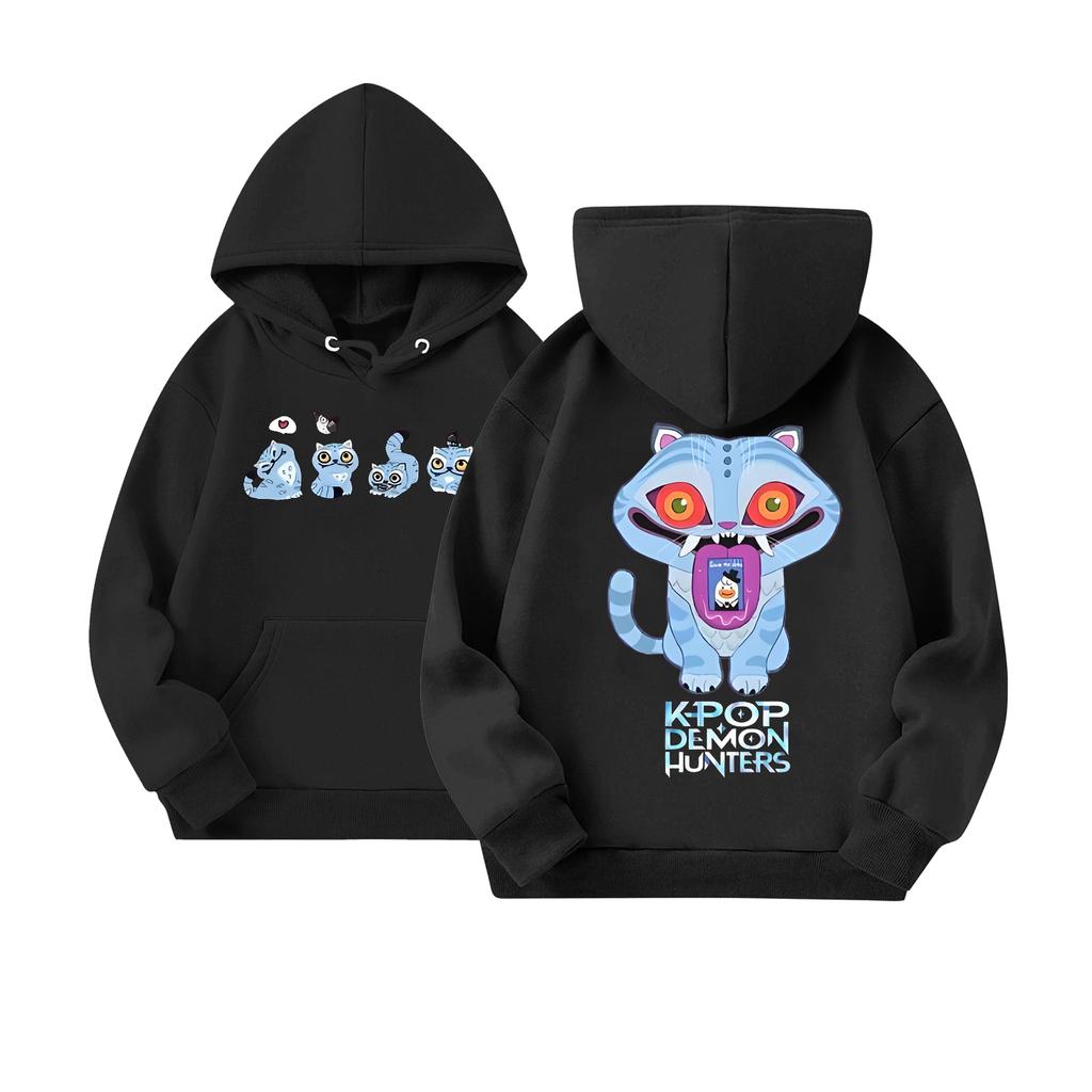 Children's Casual Round Neck Printed Pullover Long-sleeved Hooded Sweatshirt Top