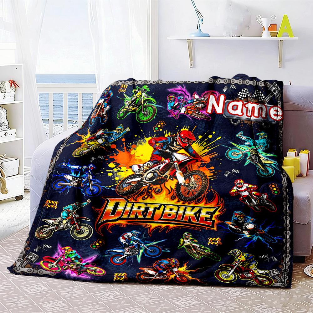 Dirt Bike Adventure Customize Your Name Home Blanket S Comfortable Soft Lightweight Allseason Multipurpose Blanket For Picnics Couches Offices Beds