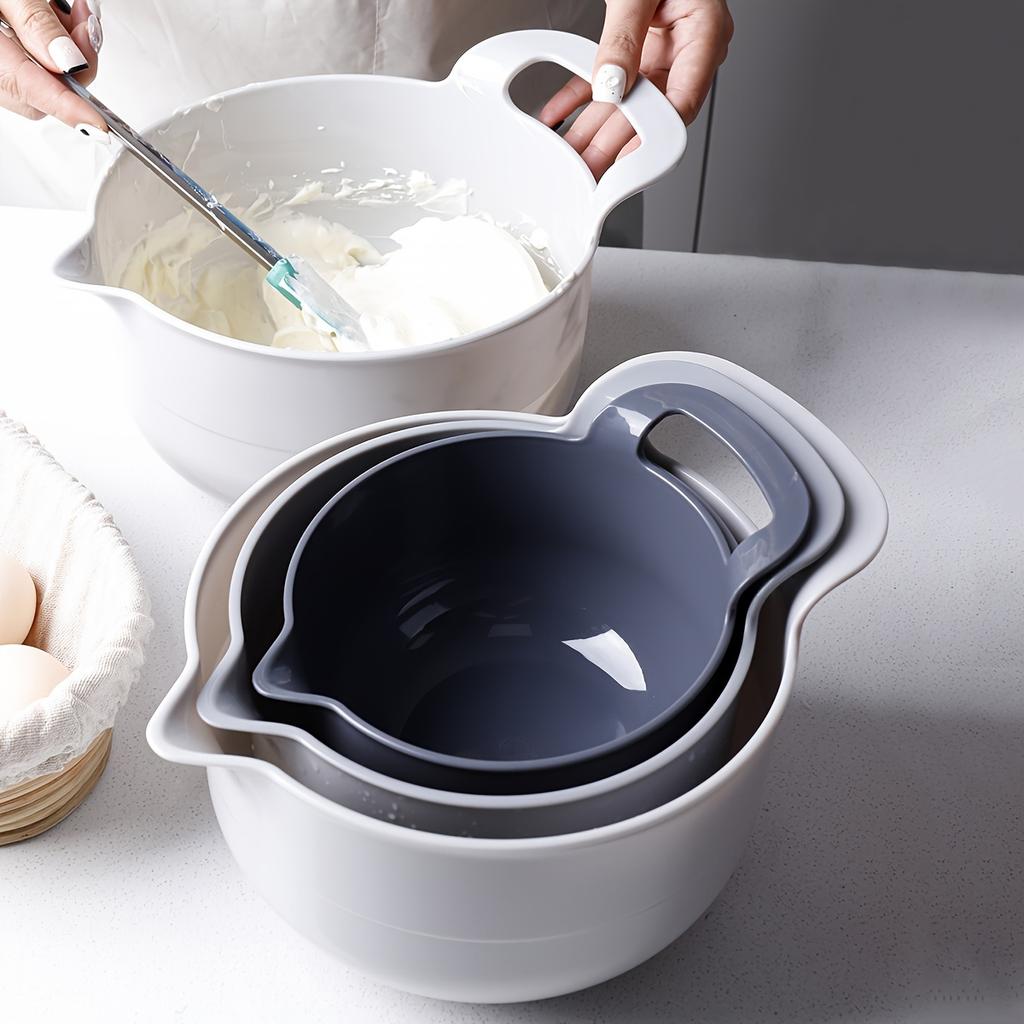 4pcs Plastic Mixing Bowls Set, Non-Slip Salad Bowl, Baking Prep Bowls, Multi-purpose Rinse Bowls, Kitchen Essentials, Various Sizes
