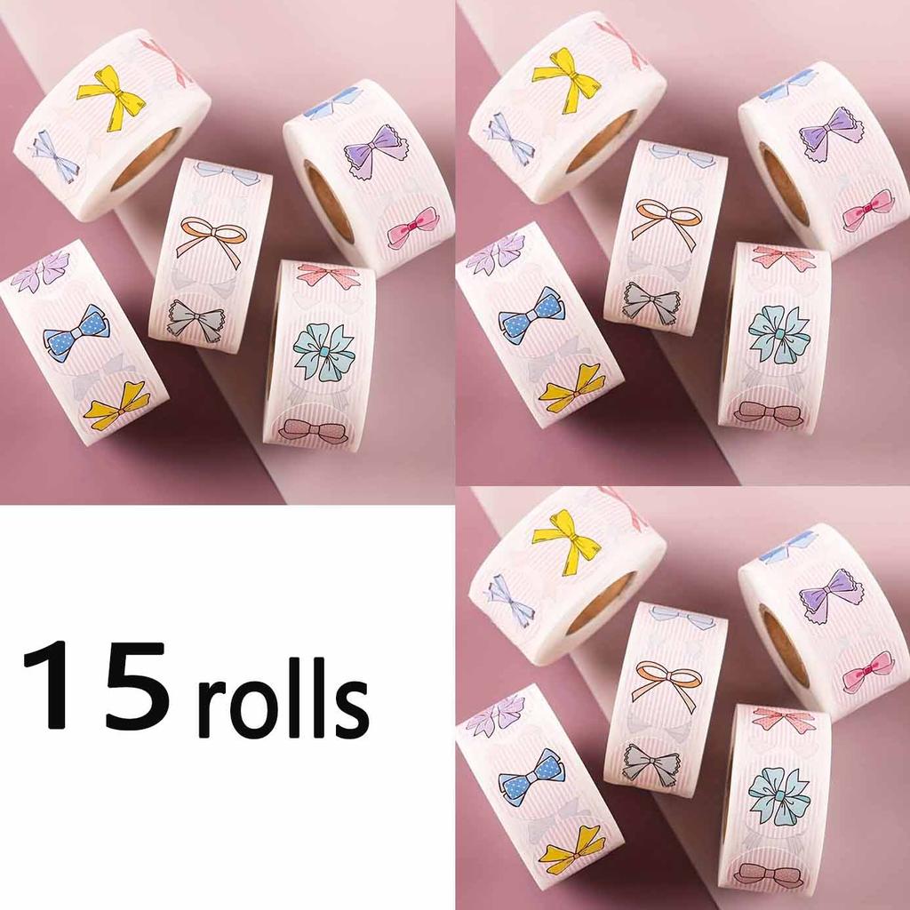 5 rolek 2500 szt. Samoprzylepne kokardy prezentowe Okrągłe naklejki uszczelniające Etykiety w rolce do dekoracji opakowań